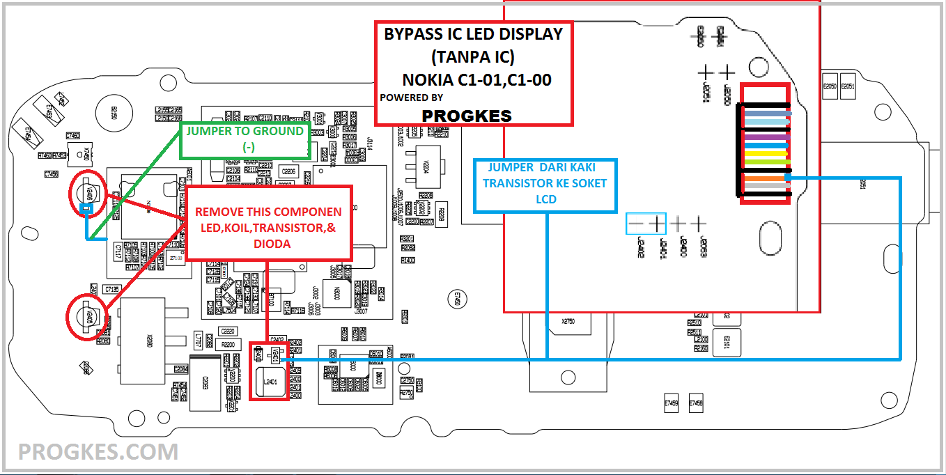 MEDIA CARE TELEKOMUNIKASI INDONESIA: BYPASS IC LAMPU NOKIA C1 without