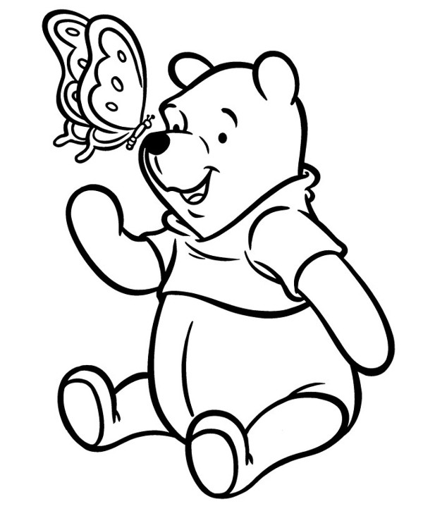 Gambar Halaman Belajar Mewarnai Winnie Pooh Lucu Anak Kartun Sofia