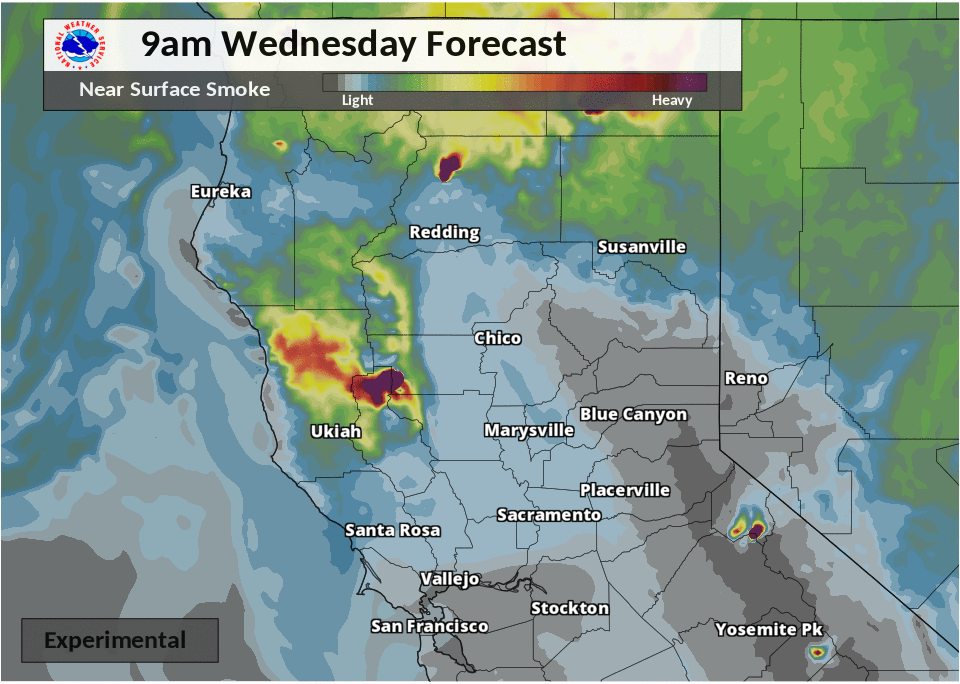 California Smoke Information Wed. Aug 22 NWS Sacramento Area Near