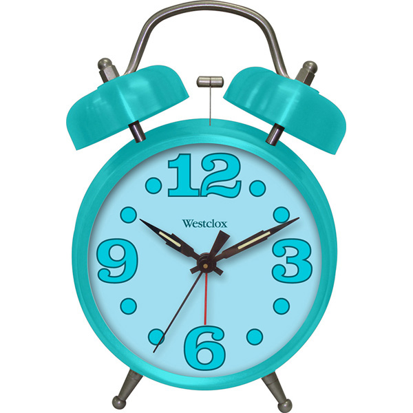 Id Colors Alarm Clock With Twin Bells, Turquoise Alarm Clock