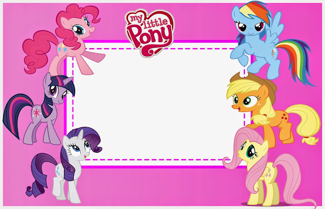 My Little Pony Free Printable Invitations, Cards, Photo Frames or Labels. 