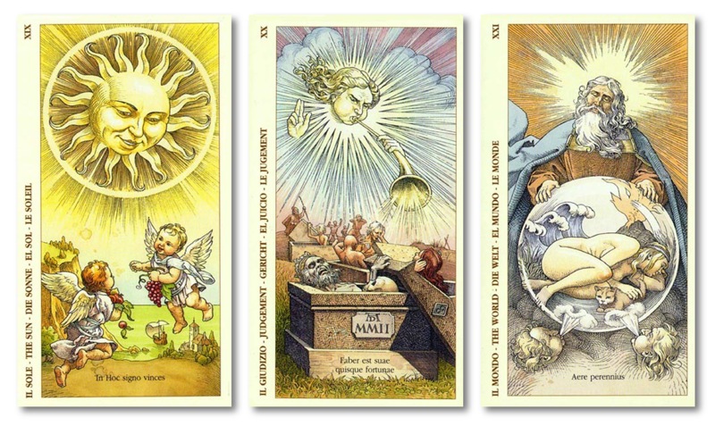 Due gatti neri: Arcani Maggiori (XIX, XX, XXI)