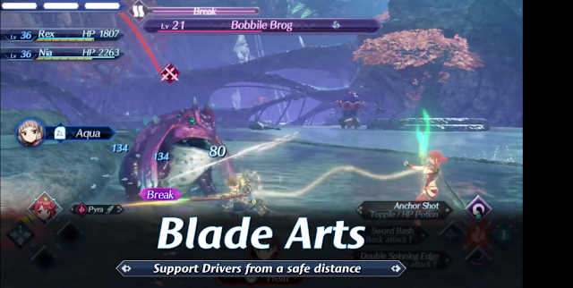 Xenoblade Chronicles 2 Blade Arts Support Drivers from a safe distance Pyra