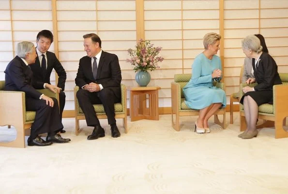 Emperor Akihito and Empress Michiko met President Juan Carlos Varela and Lorena Castillo. Takashimaya Nihonbashi department store in Chuo