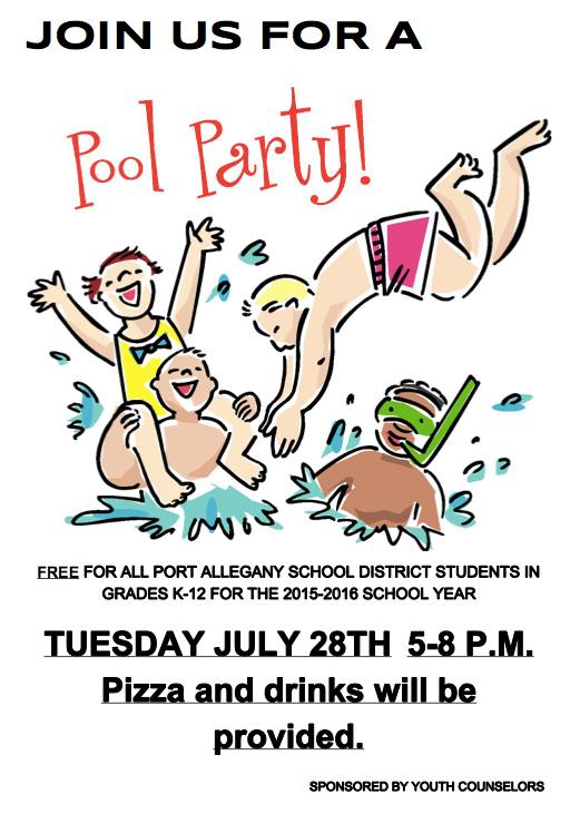 Port Allegany Online Pool Party Next Tuesday