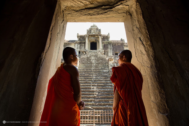 Two temple  monks