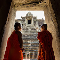 Two temple  monks