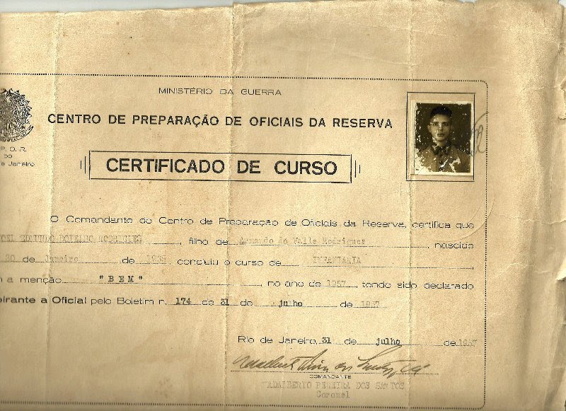 Certificado de Reservista Edmundo Rodrigues Edmundo