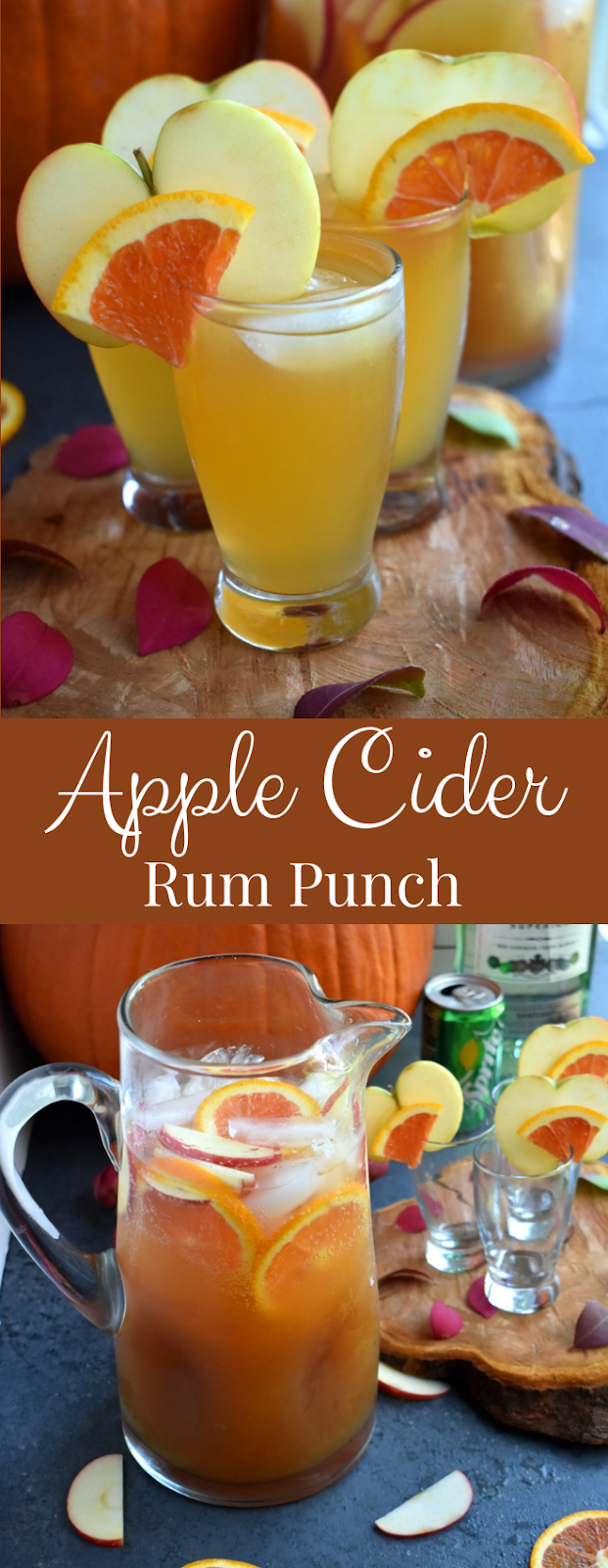 Apple Cider Rum Punch is the perfect easy cocktail with fresh apple cider, rum, honeycrisp apples, oranges and Sprite ready in just a few minutes! www.nutritionistreviews.com