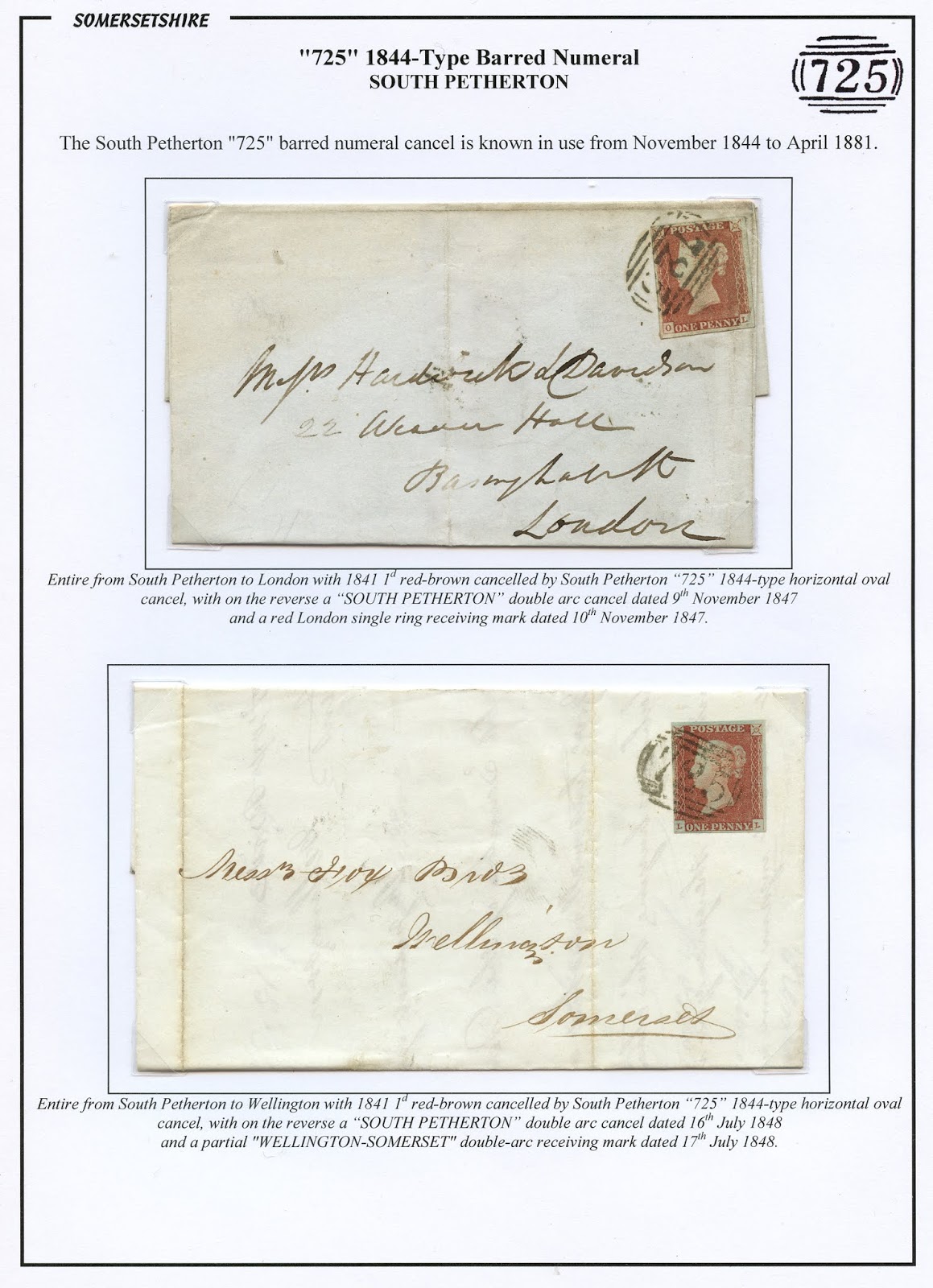 Somerset (& Bristol) Postal History "311", "725", "777" and "862"