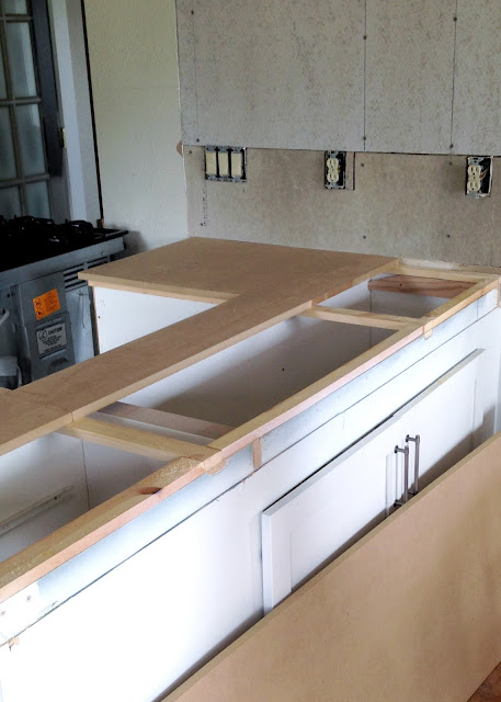 DIY Reclaimed Wood Countertop - adding a layer of MDF