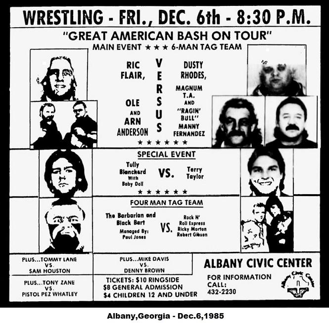 Pro Wrestling 1970 To Present Albany,GA Dec.6,1985