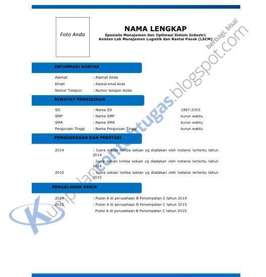 Download format cv kosong