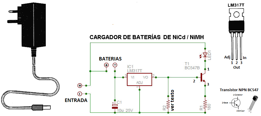 old8bits: Sencillo cargador de baterias de NiCd o de NiMH