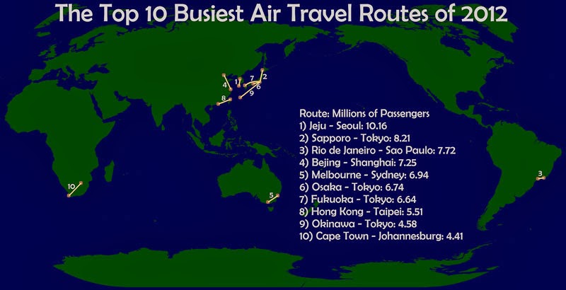 40 Maps That Will Help You Make Sense of the World - The World’s Busiest Air Routes in 2012