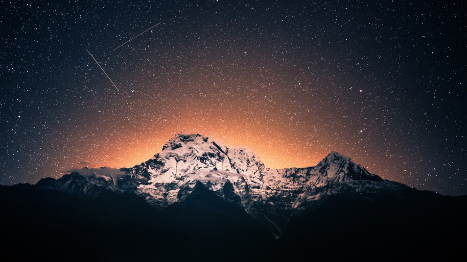 Night, Starry, Sky, Mountains, 4K, #6.994