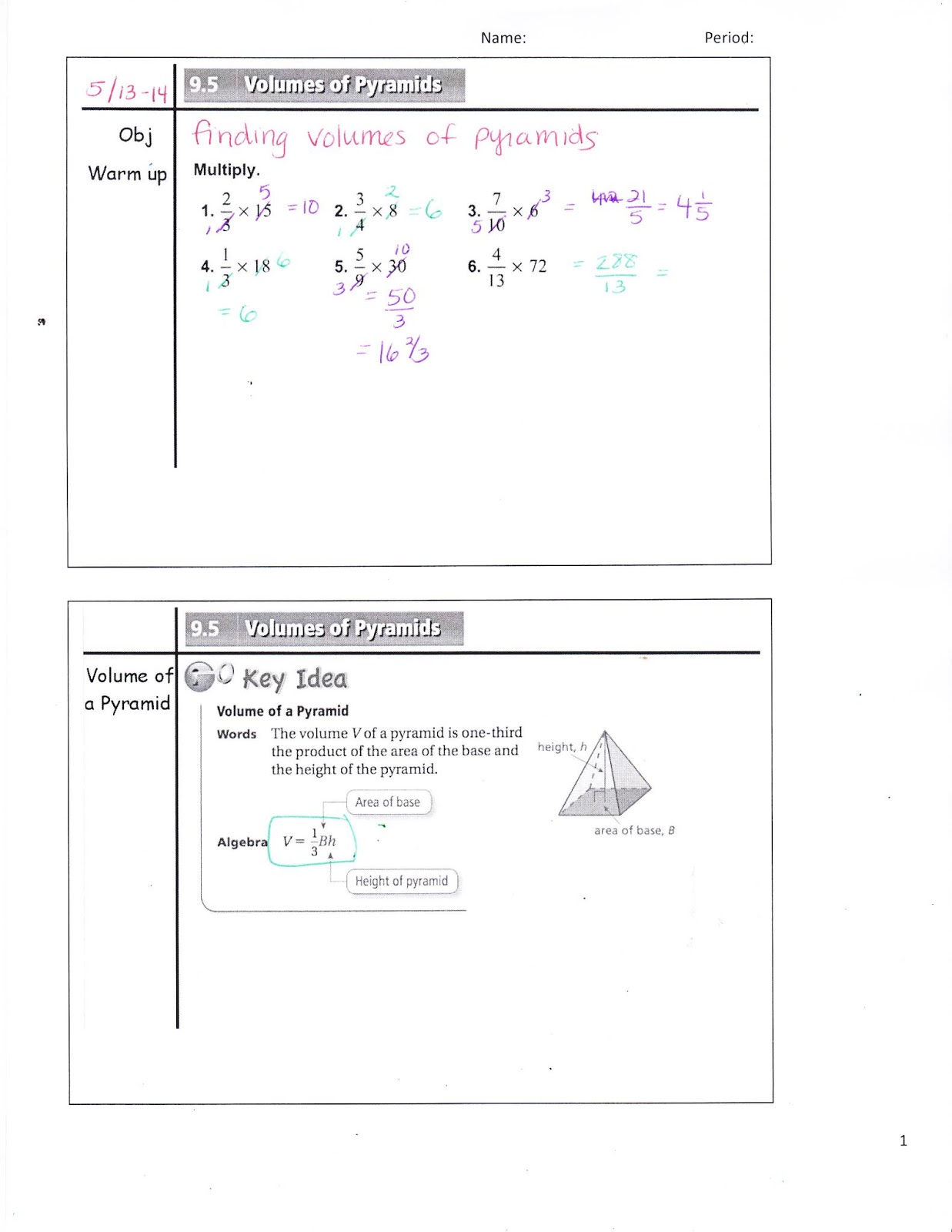 Ms. Jean's Classroom Blog: 9.5 Volumes of Pyramids