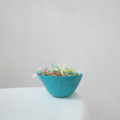 crochet, loose ends, blue bowl, vegan yarn