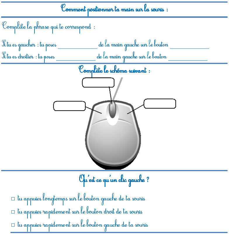 Fiche ordinateur ce1