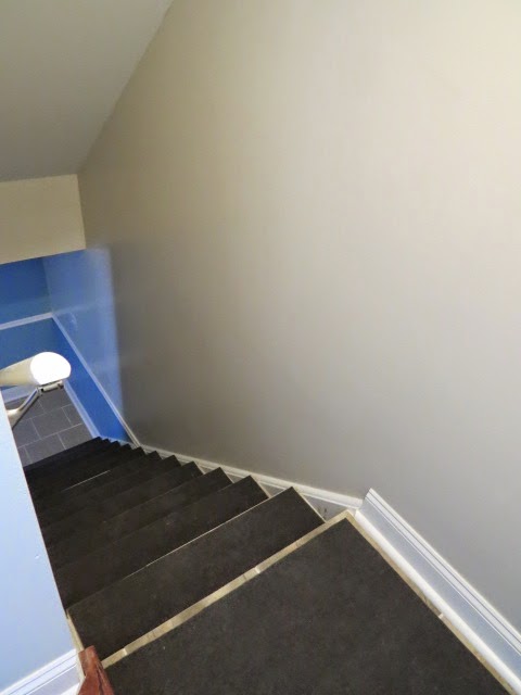 painted wall down the basement stair
