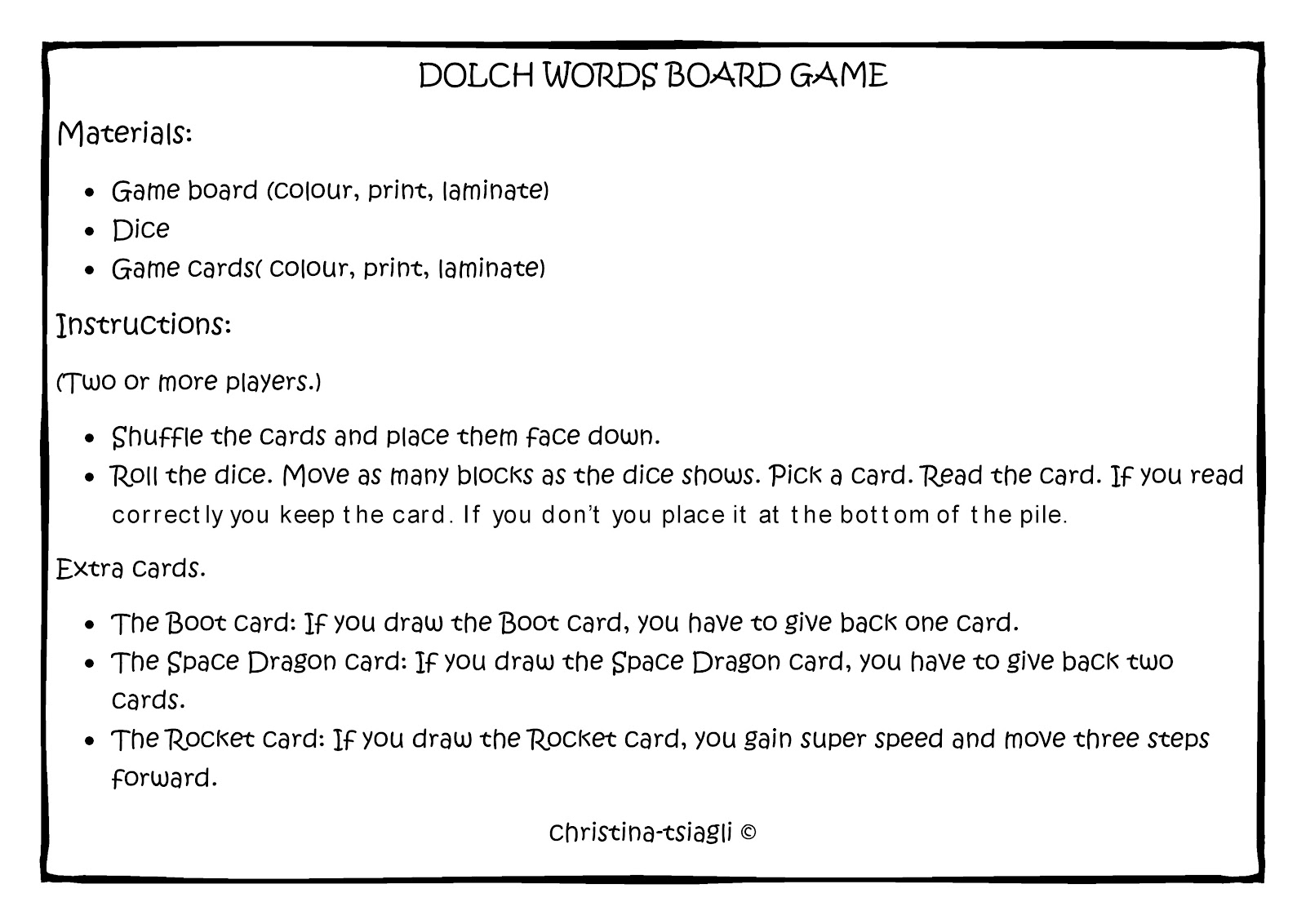 I,Teacher: Dolch Words Printable Games