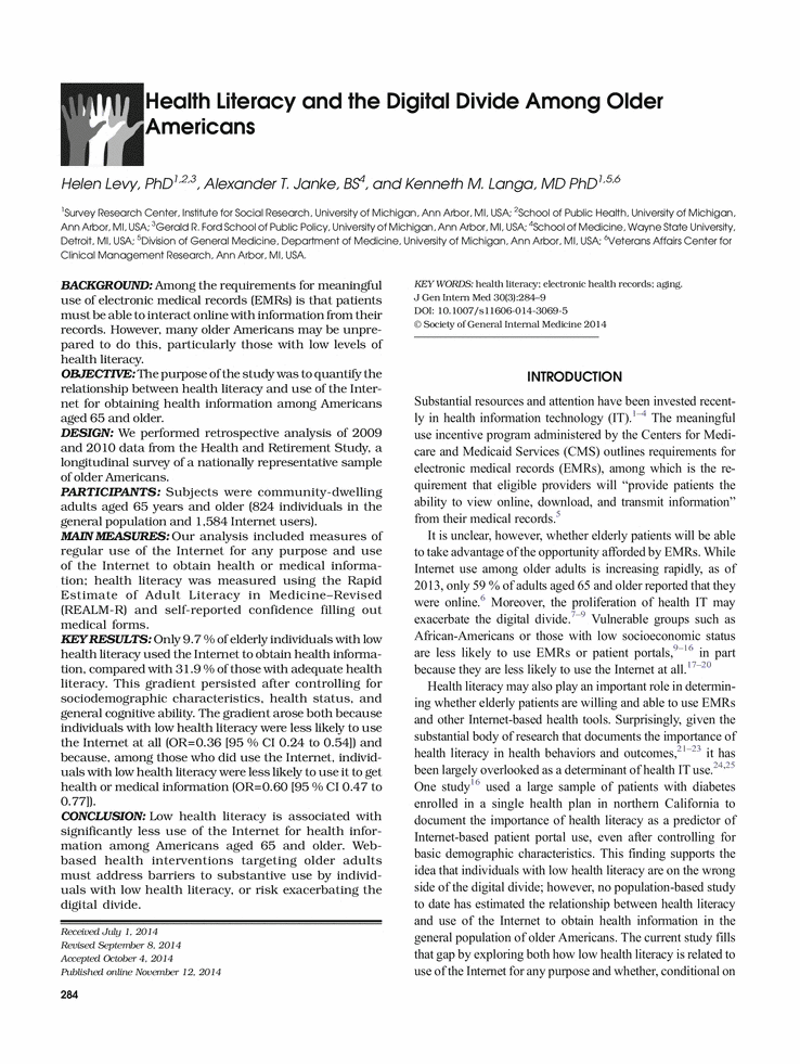 Journal of General Internal Medicine Medicine Information Center