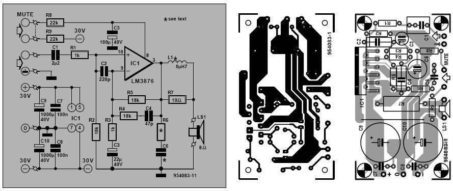 LM3876 Audio Power Amplifier 56W | audio wiring diagram