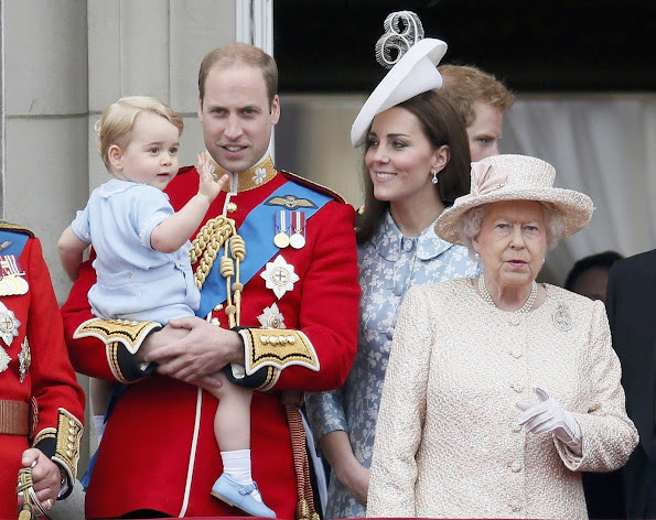 Queen Elizabeth II, Prince Charles, Prince of Wales, Prince William, Duke of Cambridge, Catherine, Duchess of Cambridge and Prince George of Cambridge