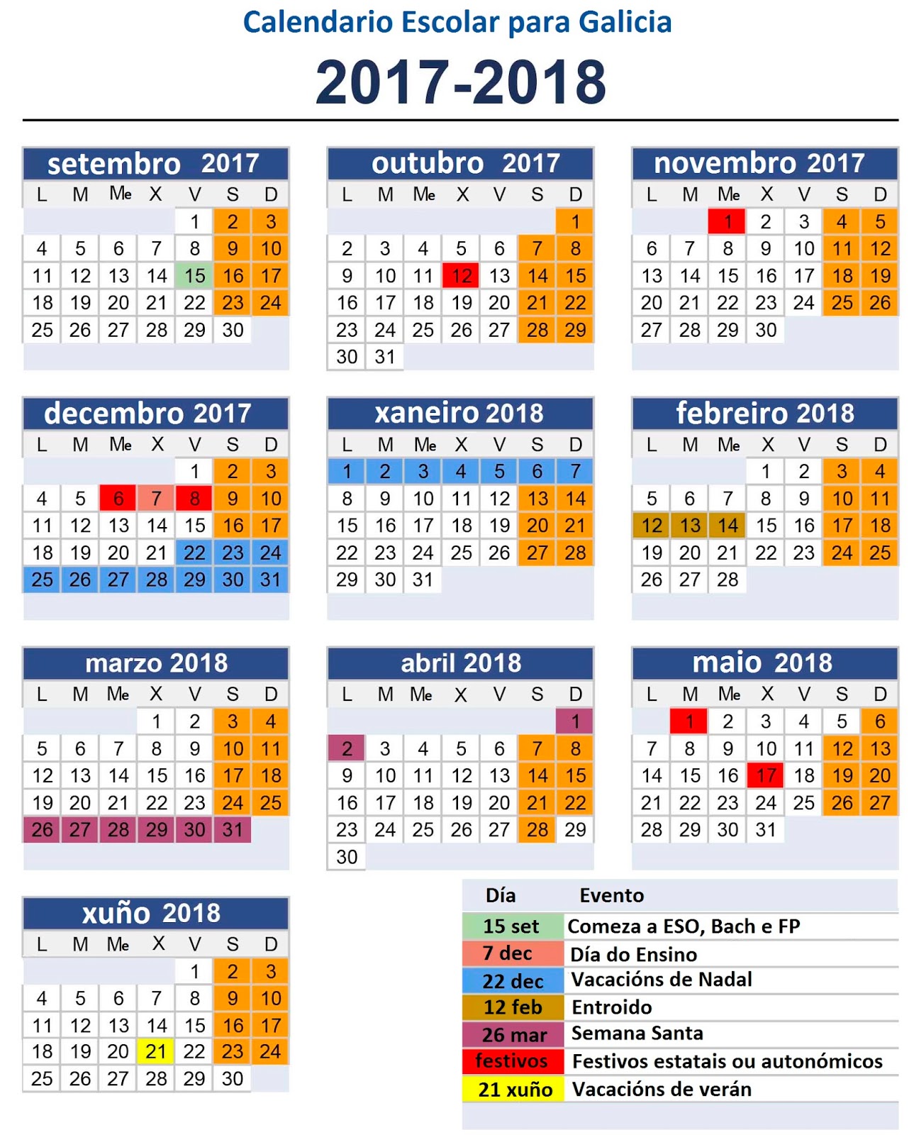 Calendario escolar 201718