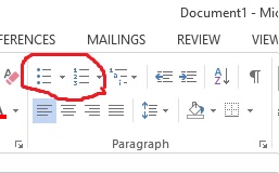 Add a list in ms word