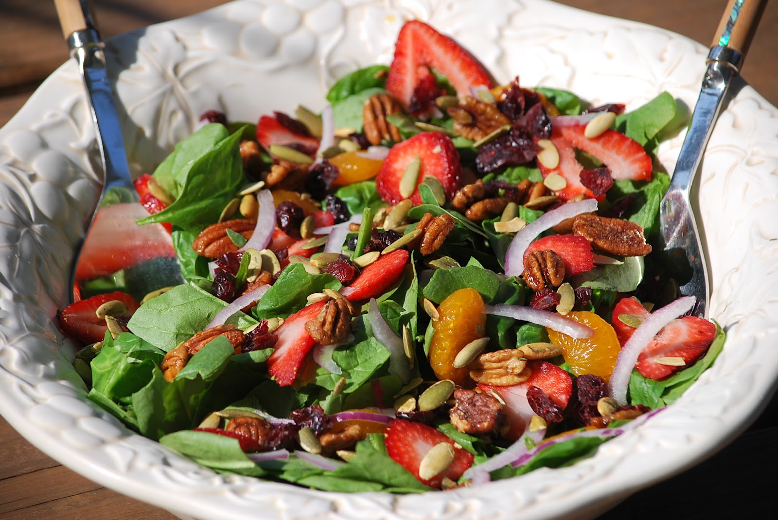 My story in recipes: Spinach Salad with Warm Citrus Vinaigrette