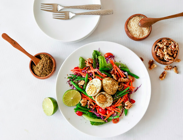 Simple Garden Salad with Zaatar Spiced Eggs