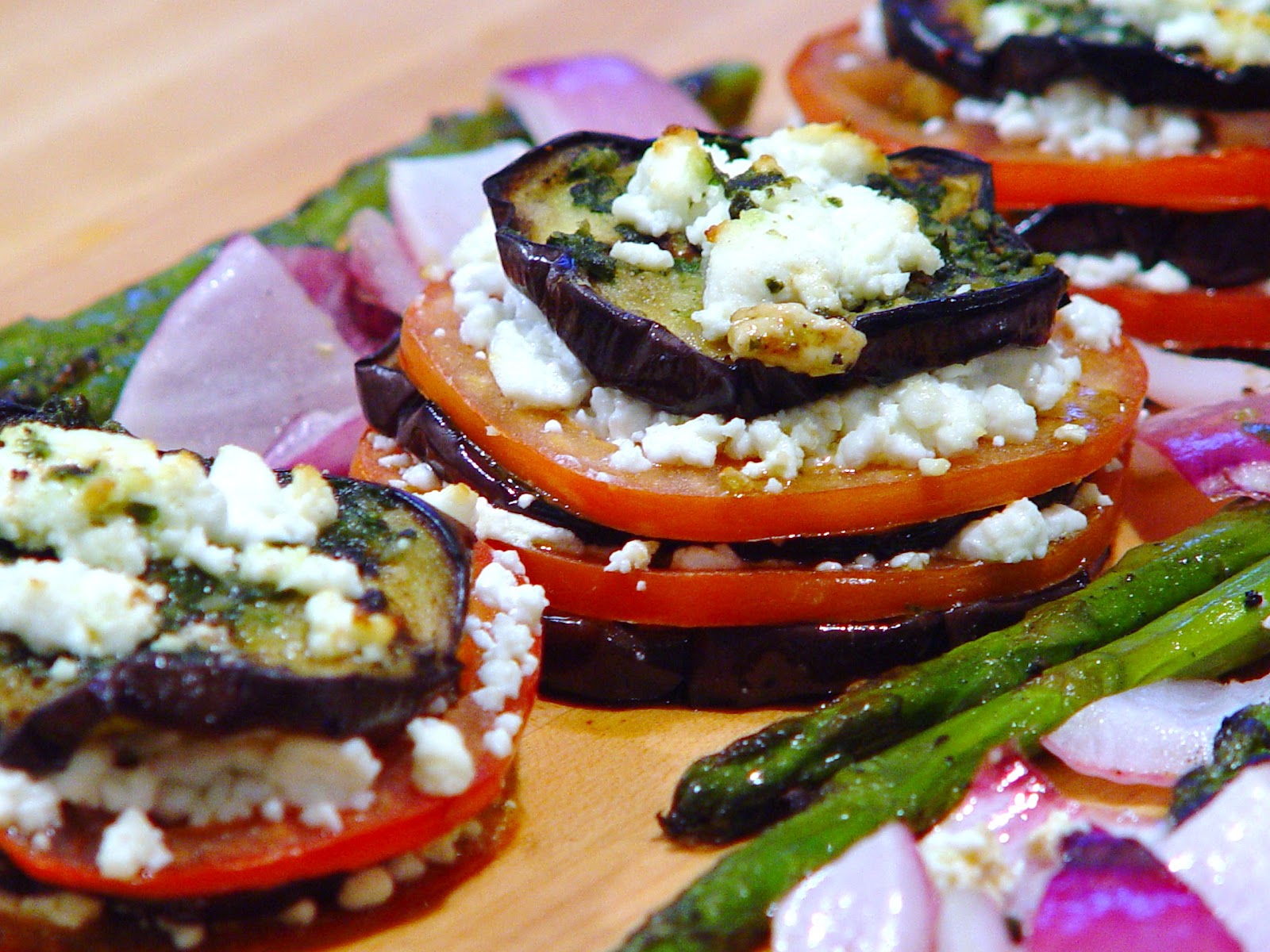 eggplant stacks with chiffonade eggplant stacks with chiffonade