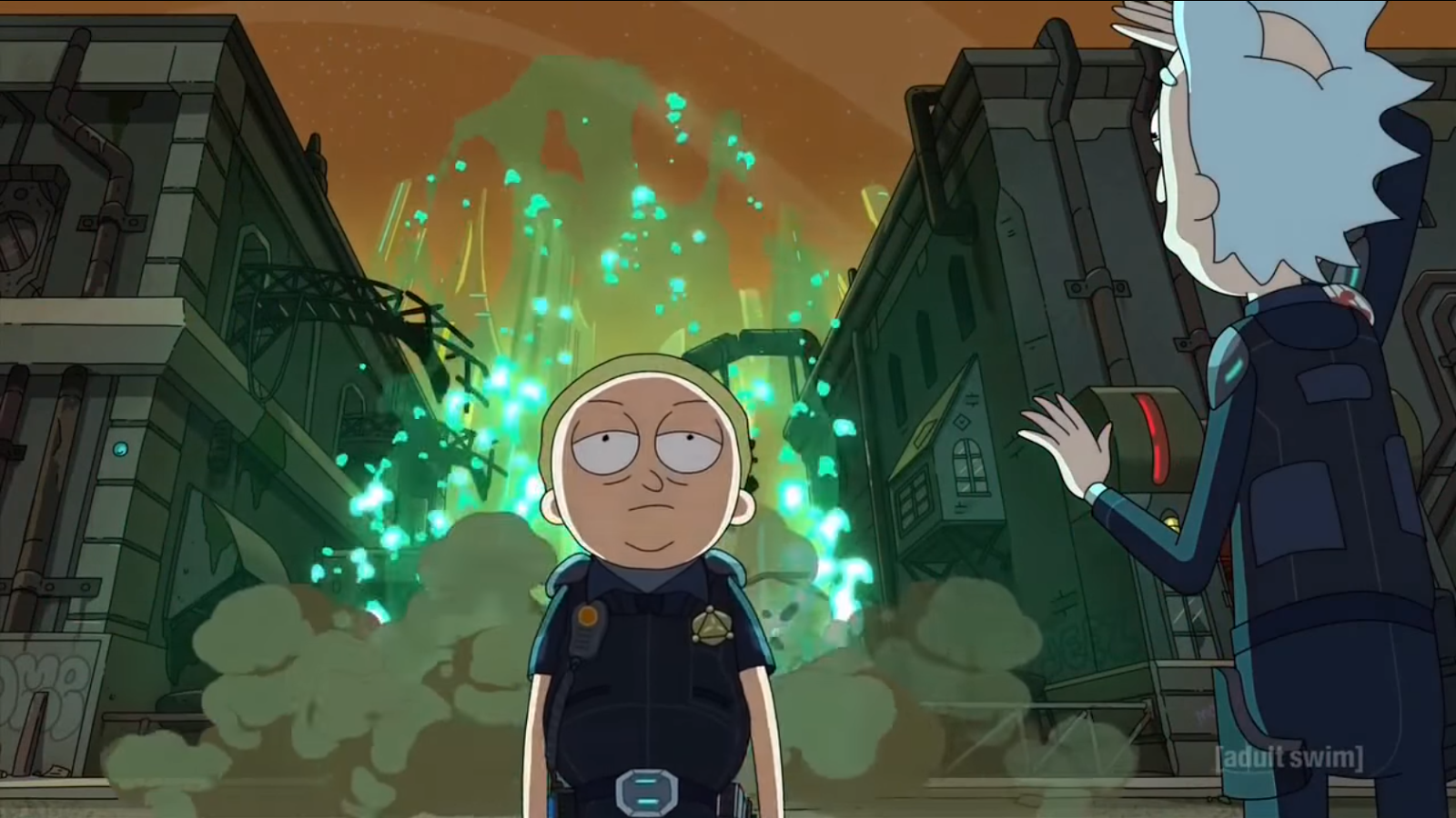 Later on, officer Morty and officer Rick go to a club to talk to a pimp Mor...