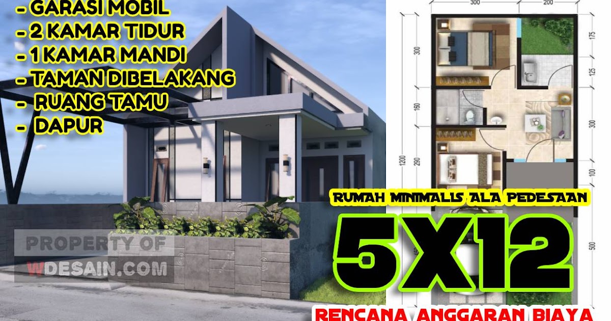 Model Rumah Minimalis 5x12 Komplit Dengan Anggaran Biaya - DESAIN RUMAH