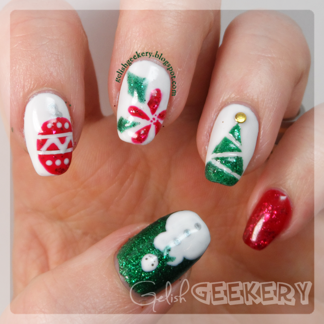 Gelish Christmas Mani | Trees, Snowmen, and More! ~ Gelish Geekery