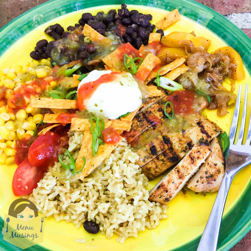 Menu Musings of a Modern American Mom Chicken Fajita Burrito Bowls