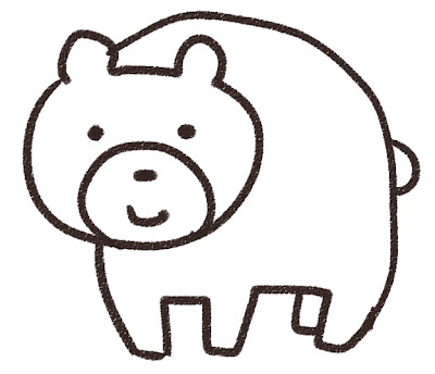 クマのイラスト（動物） 白黒線画