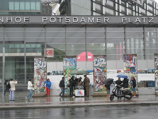 Sections of the Berlin wall remain up in Potsdamer Platz