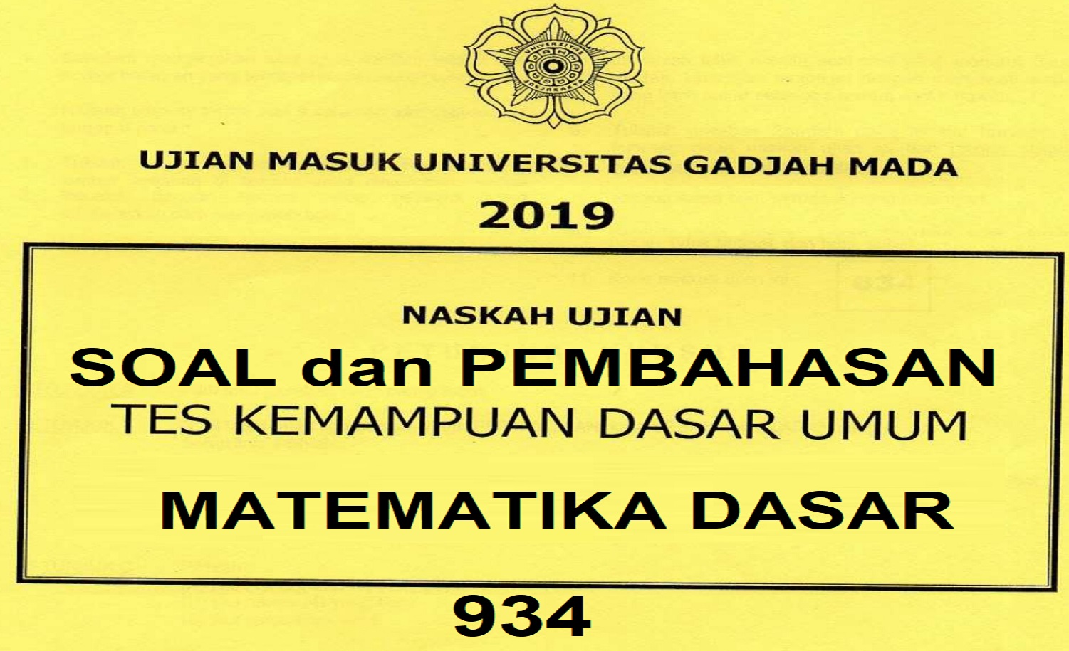 Soal dan Pembahasan TKDU Matematika Dasar UM UGM Tahun 2019 Kode 934