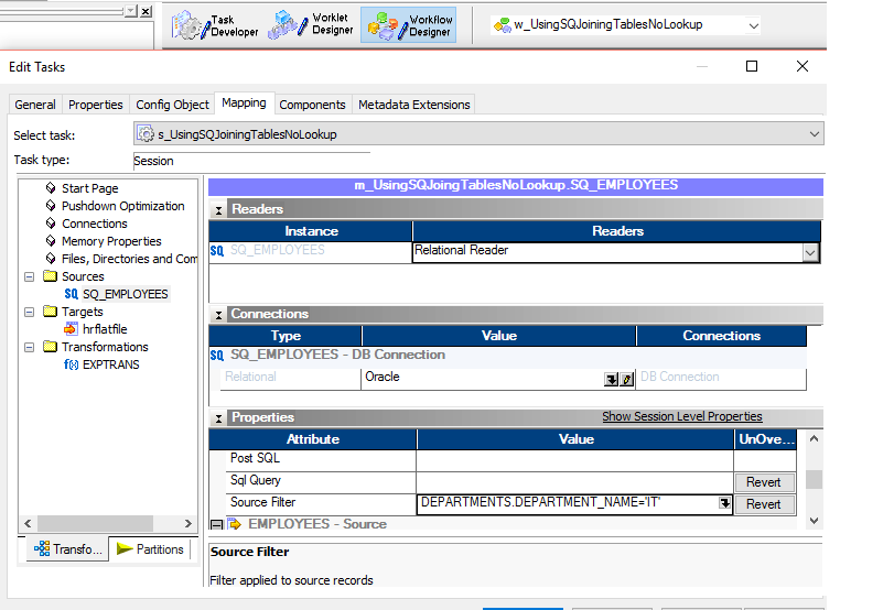 Informatica Source Qualifier Transformation Filter
