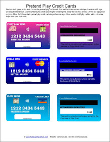pretend play credit cards