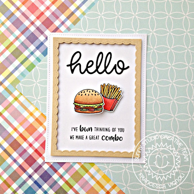 Sunny Studio Stamps: Fast Food Fun Fancy Frames Hello Punny Interactive cards by Franci Vignoli