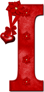 Abecedario Rojo con Flores y Corazón Colgando.