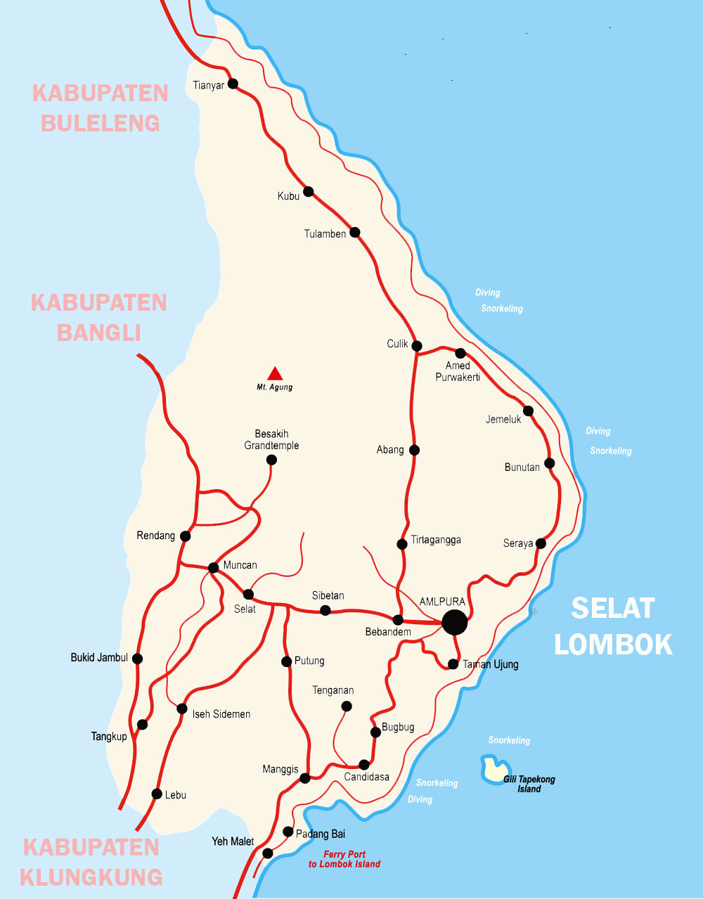 Peta Kabupaten Karangasem  Bali Lengkap Sejarah Negara Com