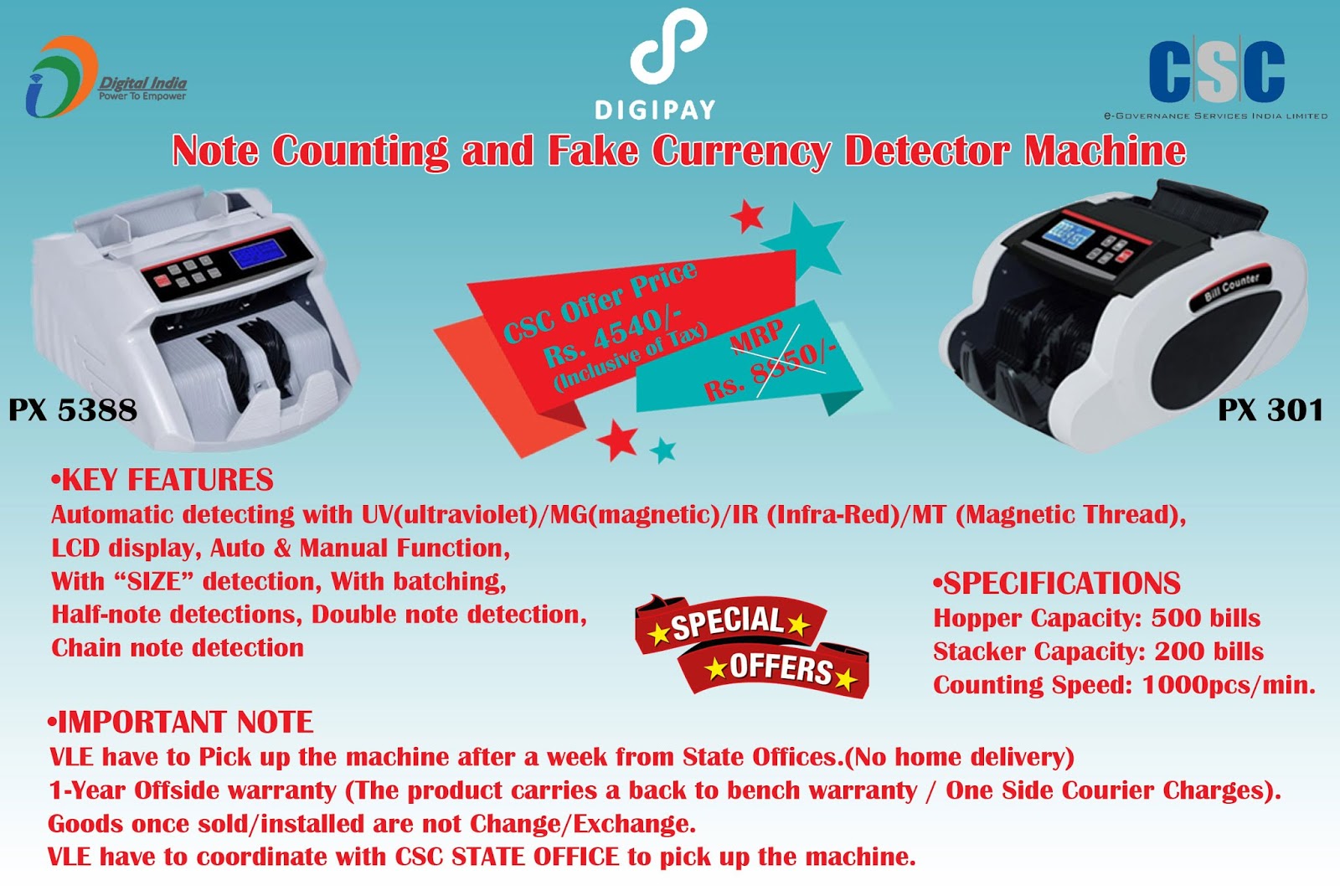 Note Counting and Fake Currency Detector Machine