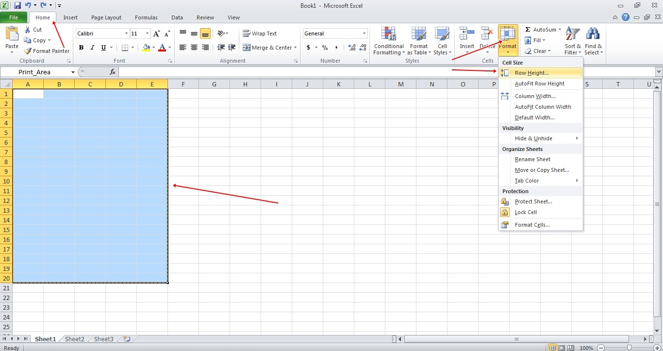 Mengatur Lebar / Panjang Kolom Secara Bersamaan pada