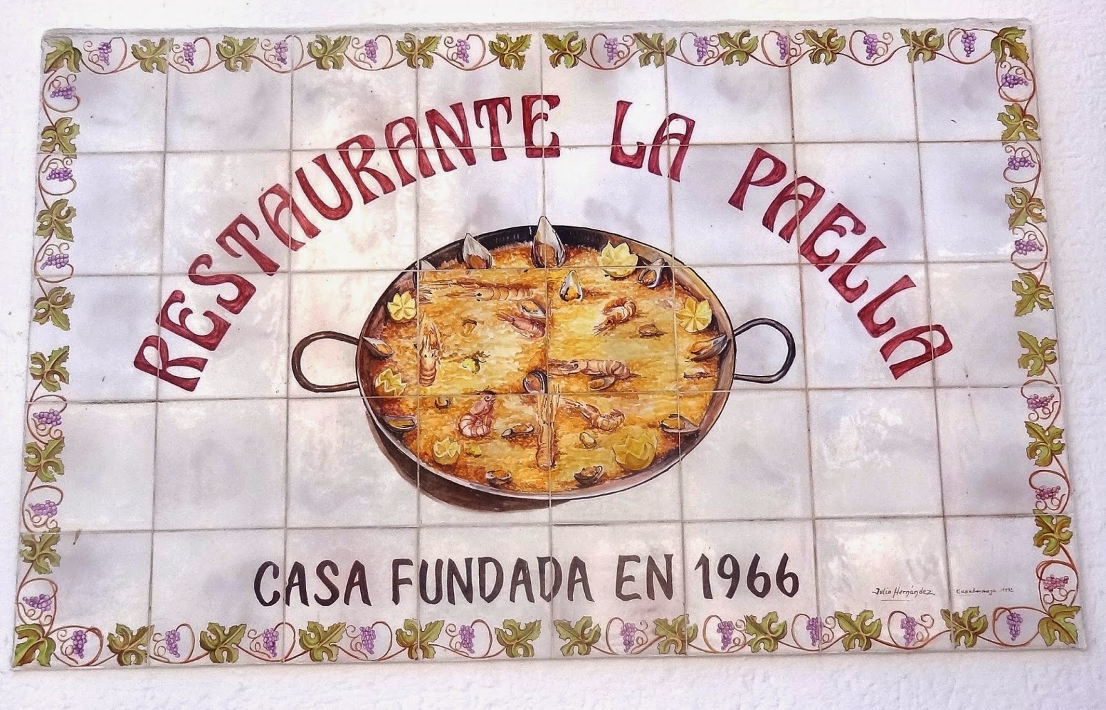 Mosaicos Mosaico 1877. Rótulo Restaurante la Paella, Playa. Ps