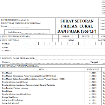 Formulir Surat Setoran Pabean SPCP