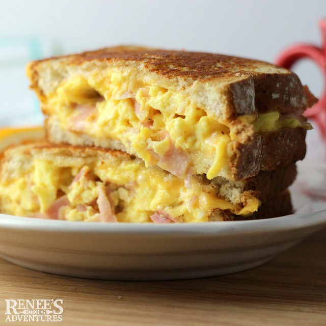 Grilled Ham, Egg, and Cheese Sandwich Renee's Kitchen Adventures Easy 6-ingredient Breakfast Sandwich recipe 
